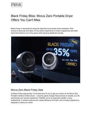 Black Friday Bliss_ Morus Zero Portable Dryer Offers You Can't Miss