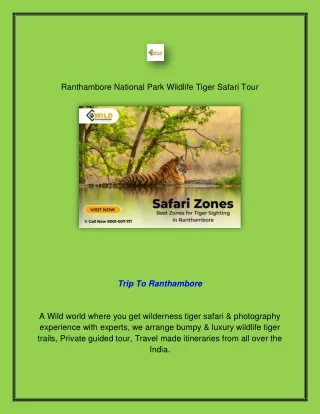 Ranthambore National Park Wildlife Tiger Safari Tour