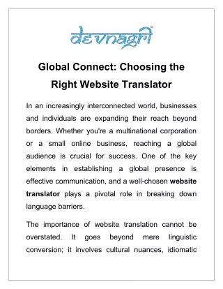 global connect choosing the