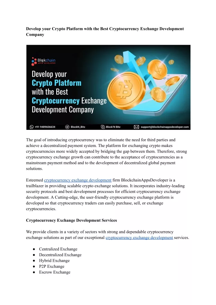 develop your crypto platform with the best