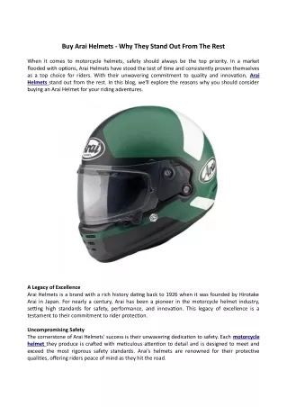 Buy Arai Helmets - Why They Stand Out From The Rest