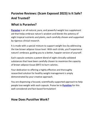 Puravive Official Website Overview – Does It Deliver Real Results as Advertised?