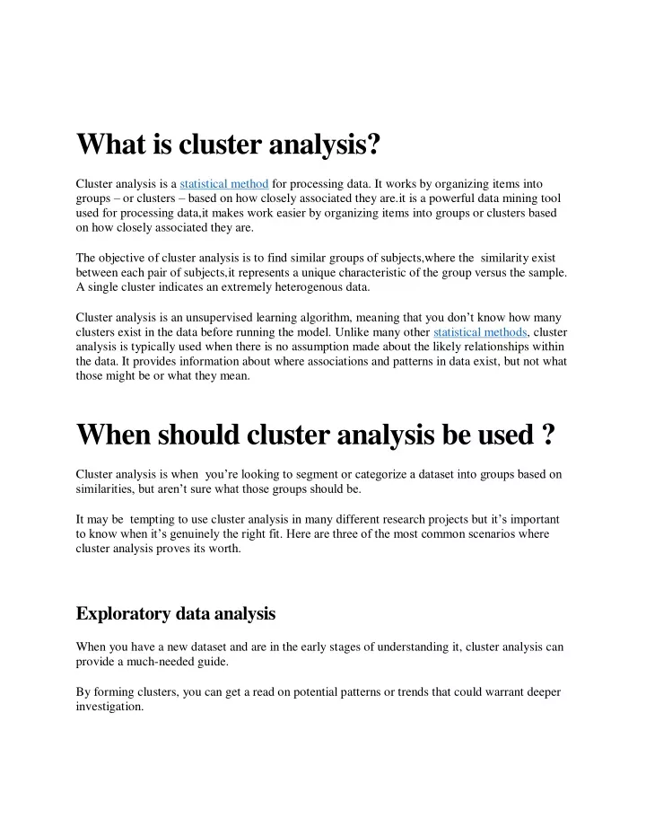 what is cluster analysis