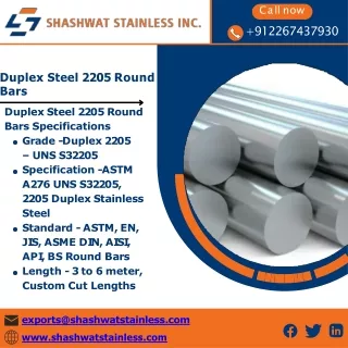Duplex Steel 2205 Round Bars  Duplex Steel 31803 Round Bars  Duplex Steel F51 Round Bars