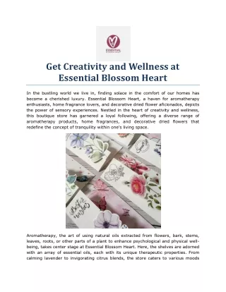Get Creativity and Wellness at Essential Blossom Heart