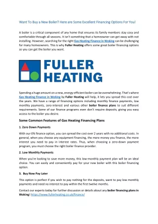 Want To Buy a New Boiler? Here are Some Excellent Financing Options For You!