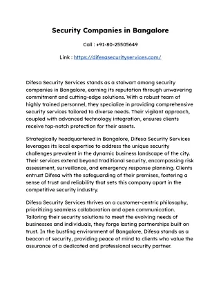 Security Companies in Bangalore - Difesa