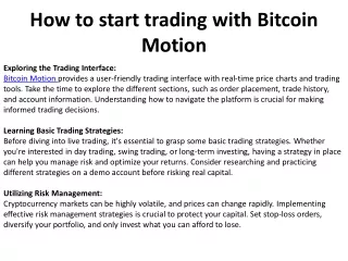 How to start trading with Bitcoin Motion