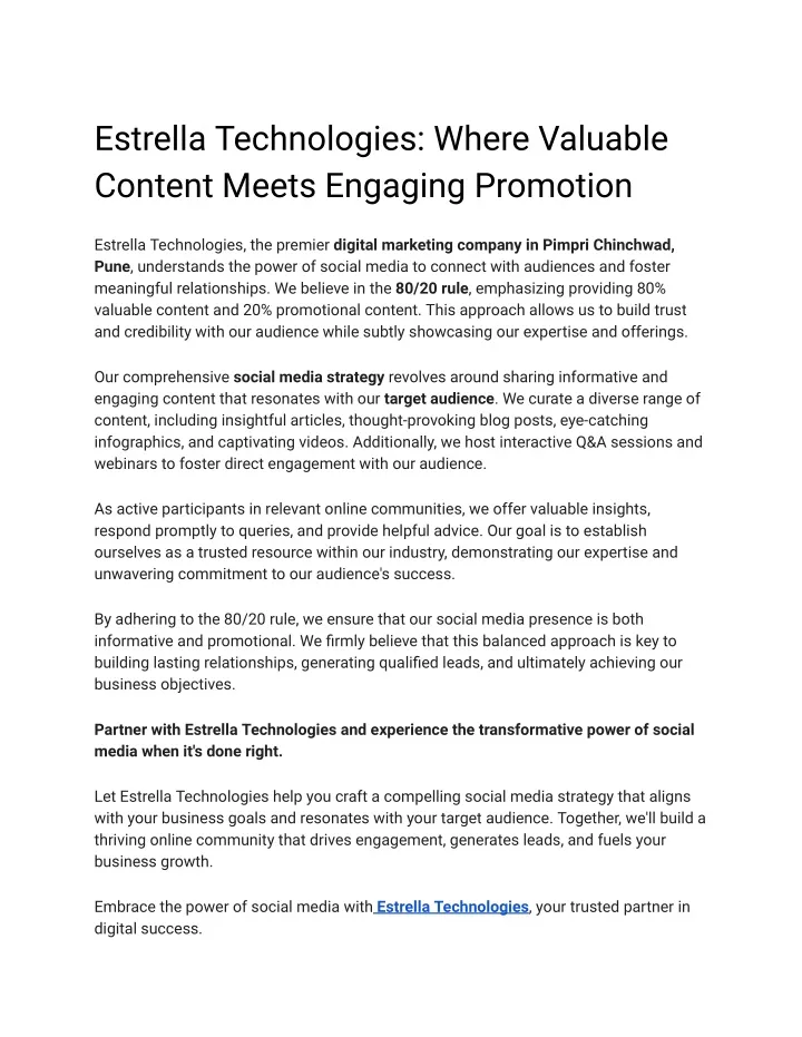 estrella technologies where valuable content