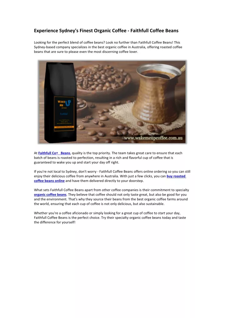 experience sydney s finest organic coffee
