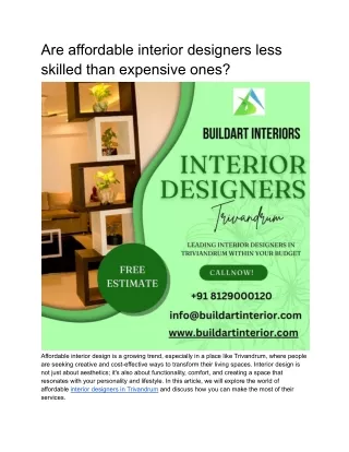 Are affordable interior designers less skilled than expensive ones