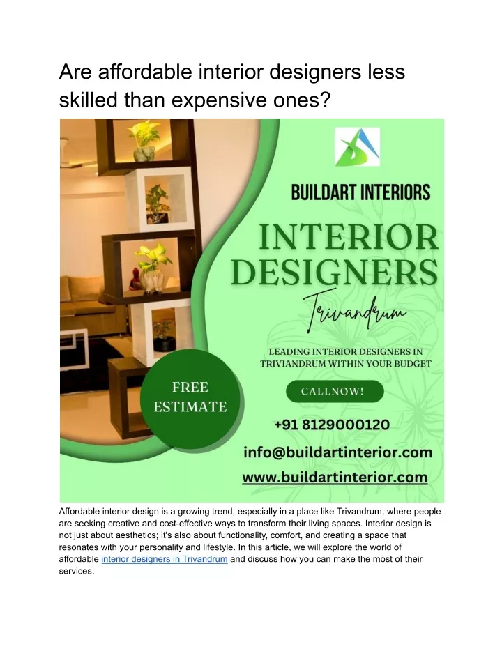 are affordable interior designers less skilled