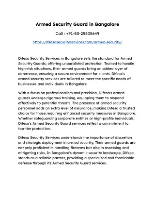 Armed Security Guard in Bangalore