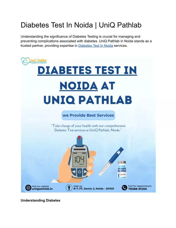 diabetes test in noida uniq pathlab