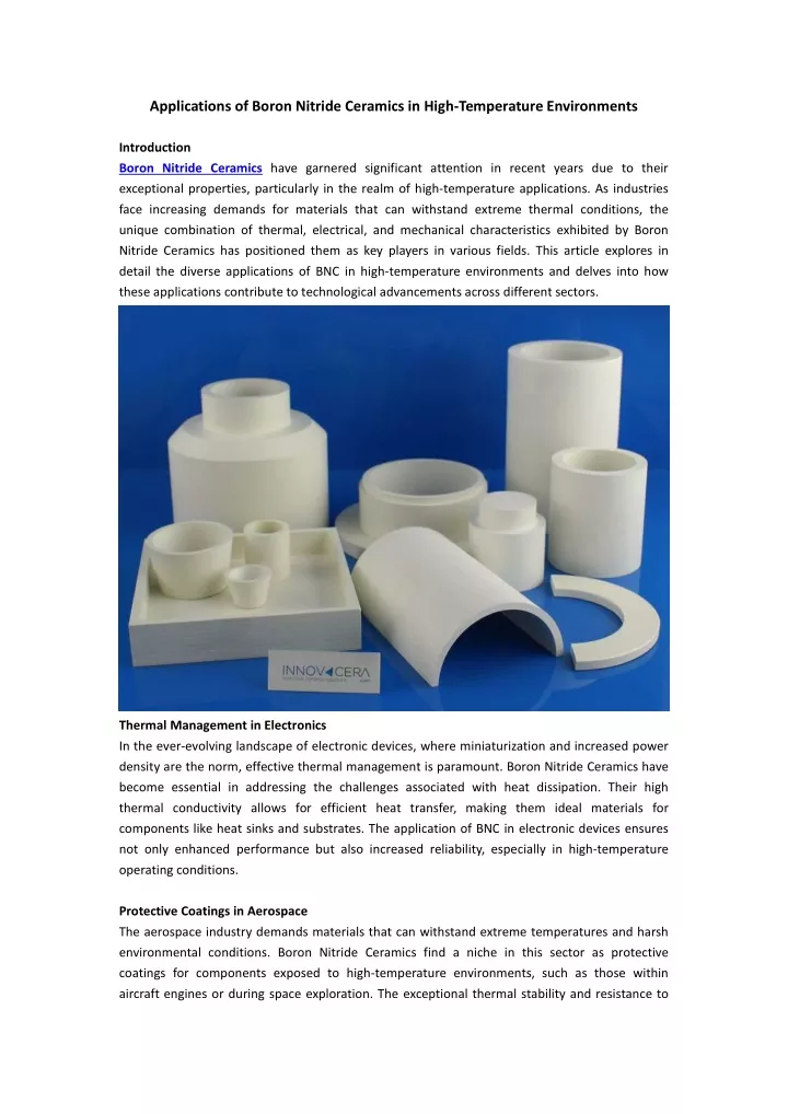 applications of boron nitride ceramics in high
