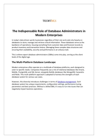 The Indispensable Role of Database Administrators in Modern Enterprises