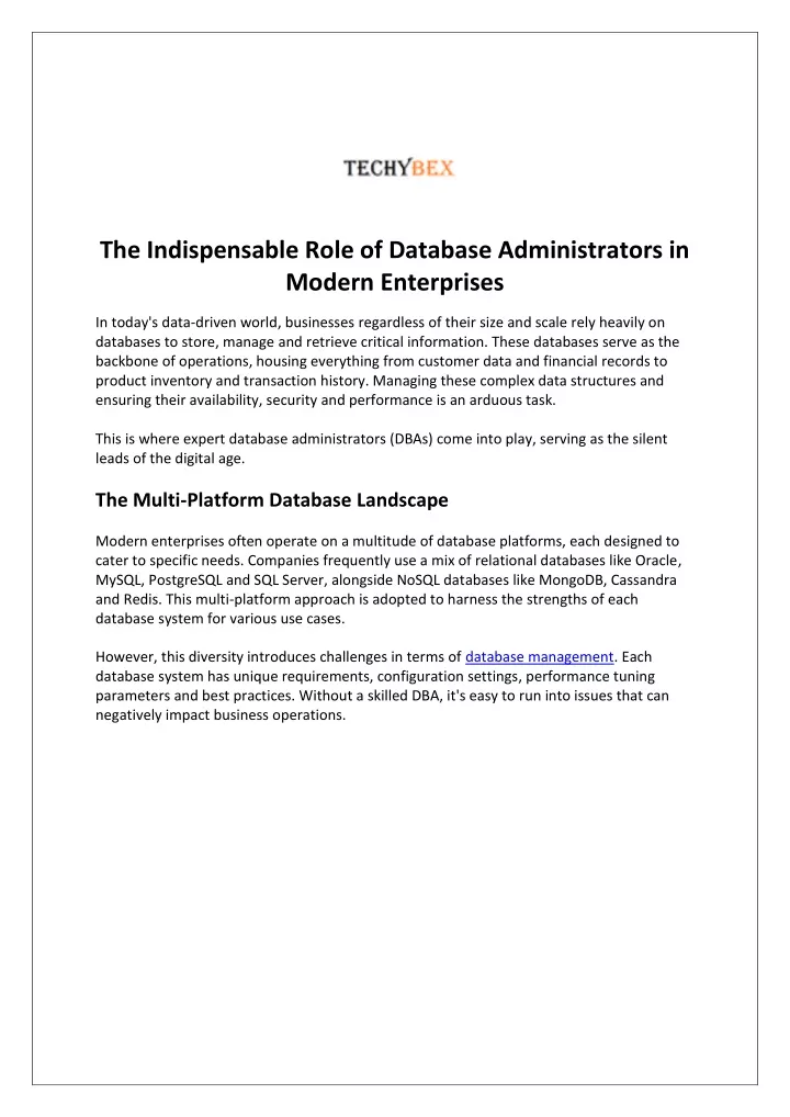the indispensable role of database administrators