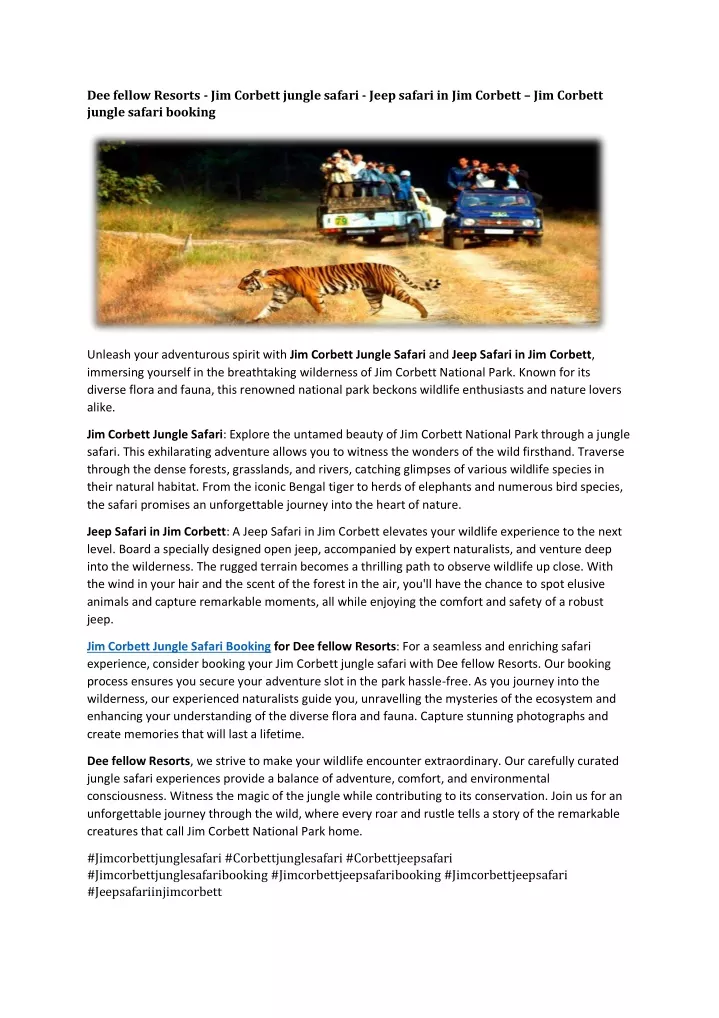 dee fellow resorts jim corbett jungle safari jeep