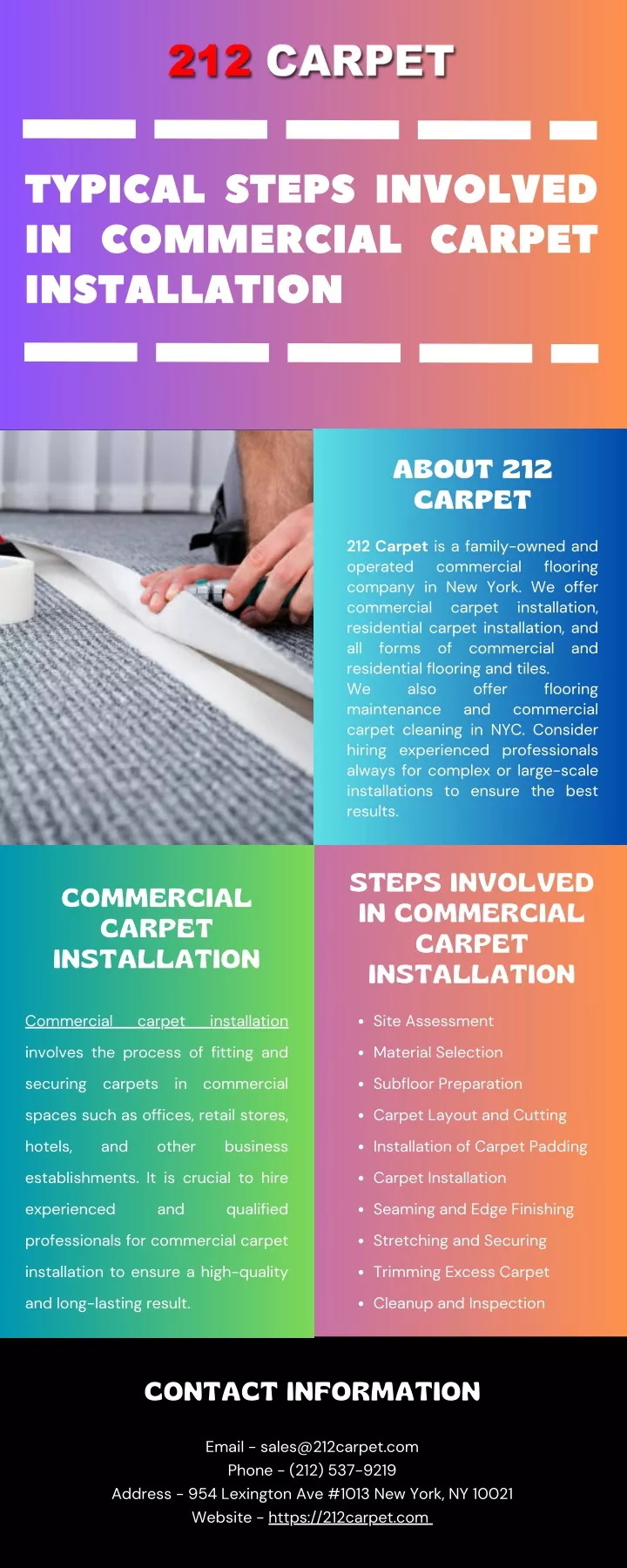typical steps involved in commercial carpet