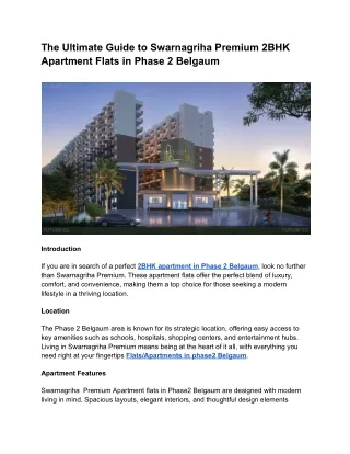 Premium Apartment flats in Phase2 Belgaum