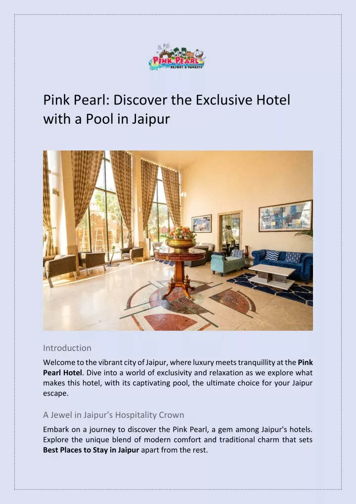 pink pearl discover the exclusive hotel with