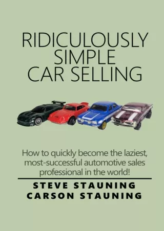 READ [PDF] Ridiculously Simple Car Selling: How to quickly become the laziest,