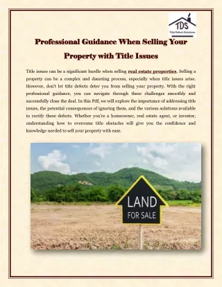 Professional Guidance When Selling Your Property with Title Issues
