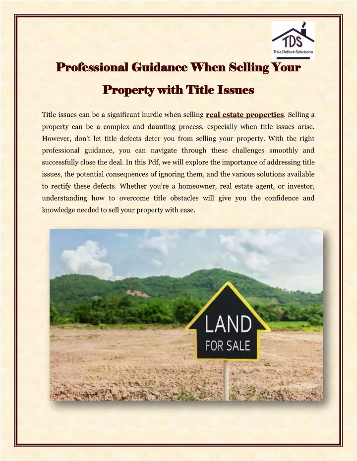 professional guidance when selling your