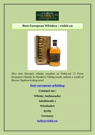 Best European Whiskey | viskit.eu