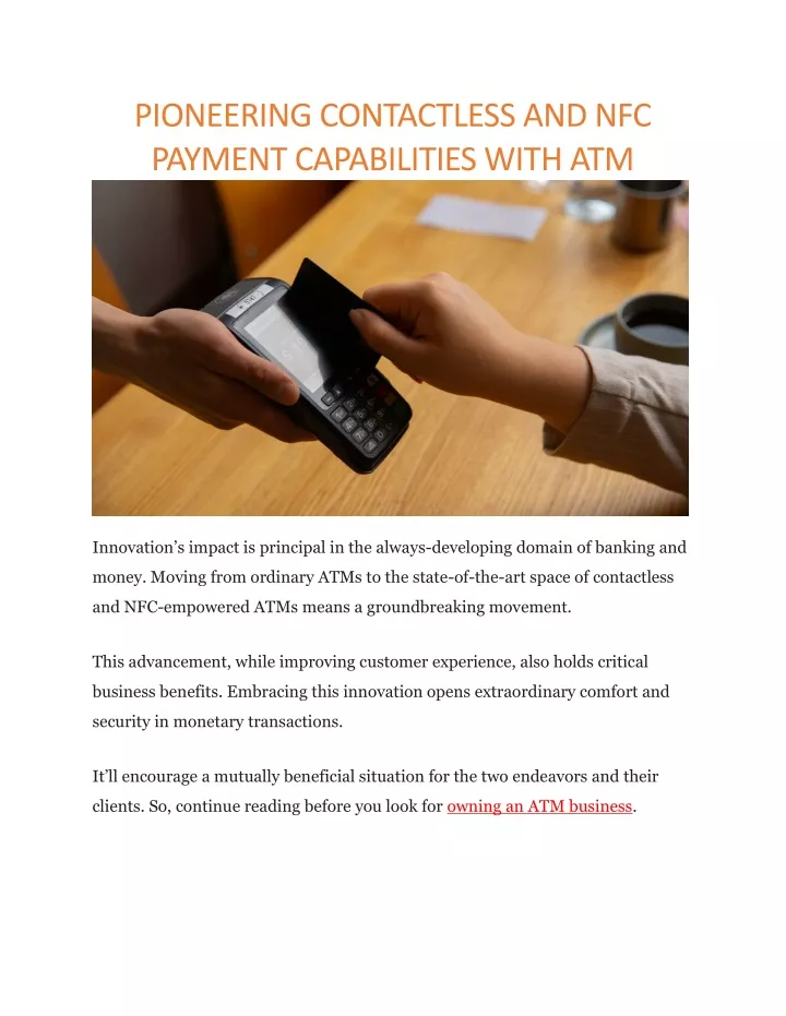pioneering contactless and nfc payment