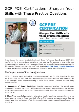 gcp pde certification sharpen your skills with