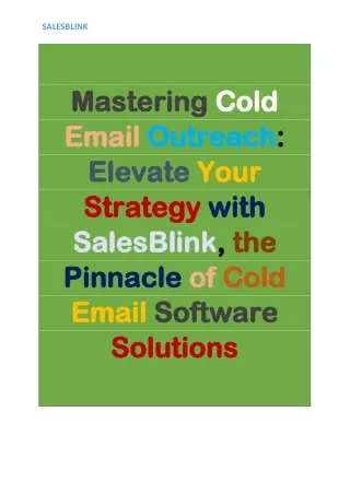 Mastering Cold Email Outreach- Salesblink