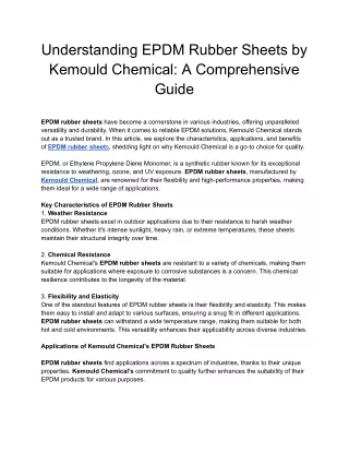 Understanding EPDM Rubber Sheets by Kemould Chemical_ A Comprehensive Guide