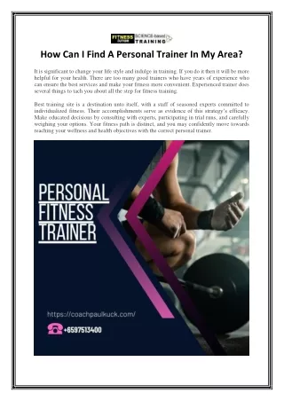 How Can I Find A Personal Trainer In My Area