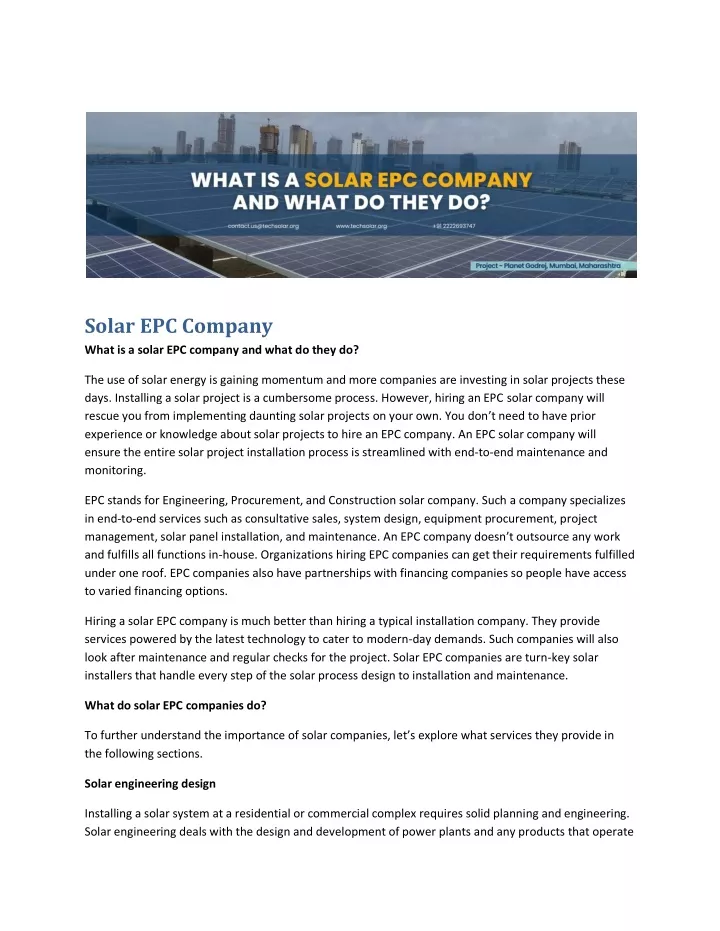 solar epc company what is a solar epc company