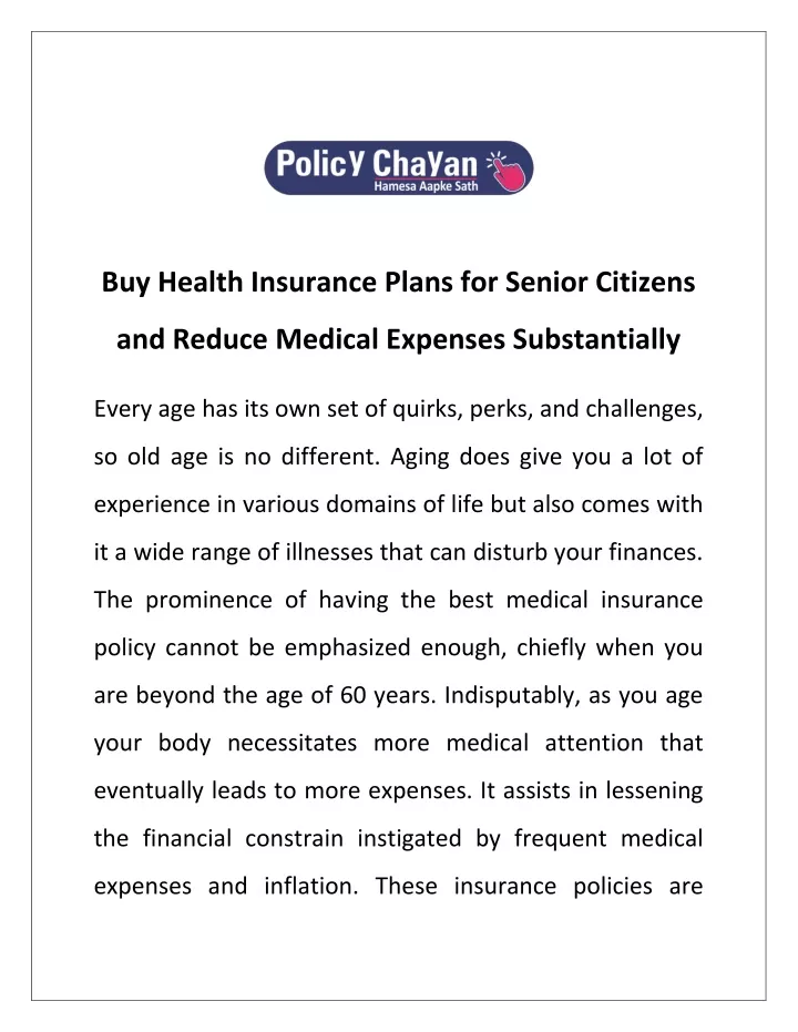 buy health insurance plans for senior citizens