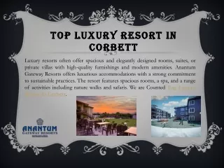 Top Luxury Resort in Corbett