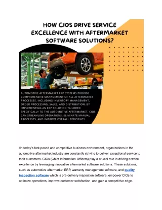 How CIOs Drive Service Excellence With Aftermarket Software Solutions?