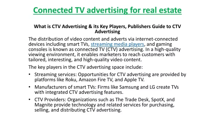 connected tv advertising for real estate