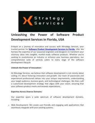 Unleashing the Power of Software Product Development Services in Florida