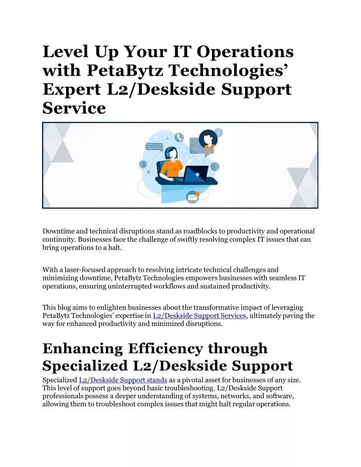 level up your it operations with petabytz technologies expert l2 deskside support service