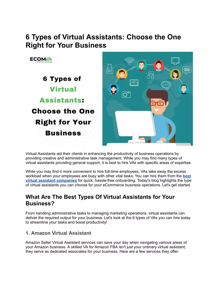 PPT 6 Types of Virtual Assistants Choose the One Right for Your