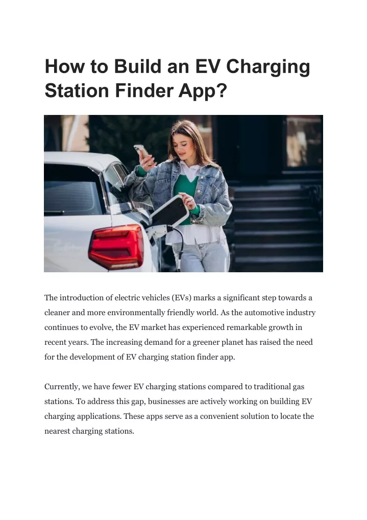 how to build an ev charging station finder app