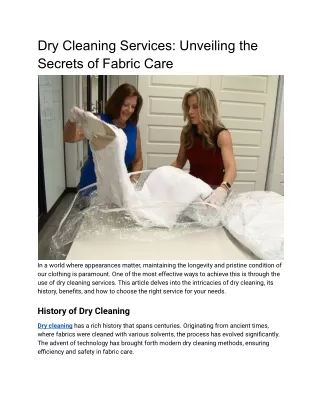 Dry Cleaning Services_ Unveiling the Secrets of Fabric Care
