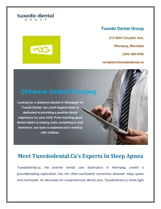 Meet Tuxedodental.Ca's Experts In Sleep Apnea