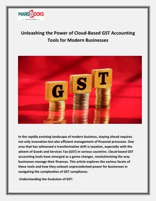 The Power of Cloud-Based GST Accounting Tools for Modern Businesses