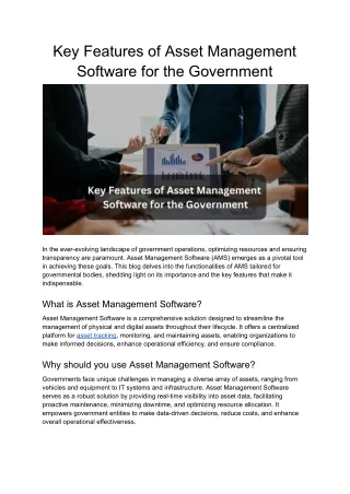 Key Features of Asset Management Software for the Government