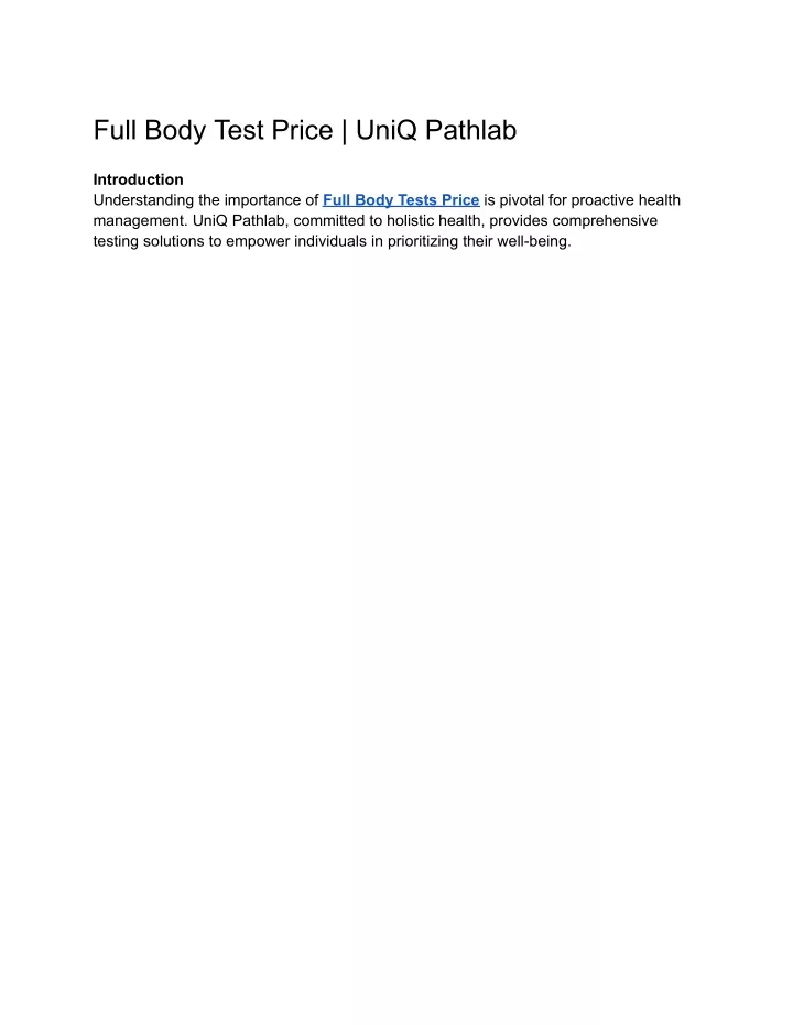 full body test price uniq pathlab