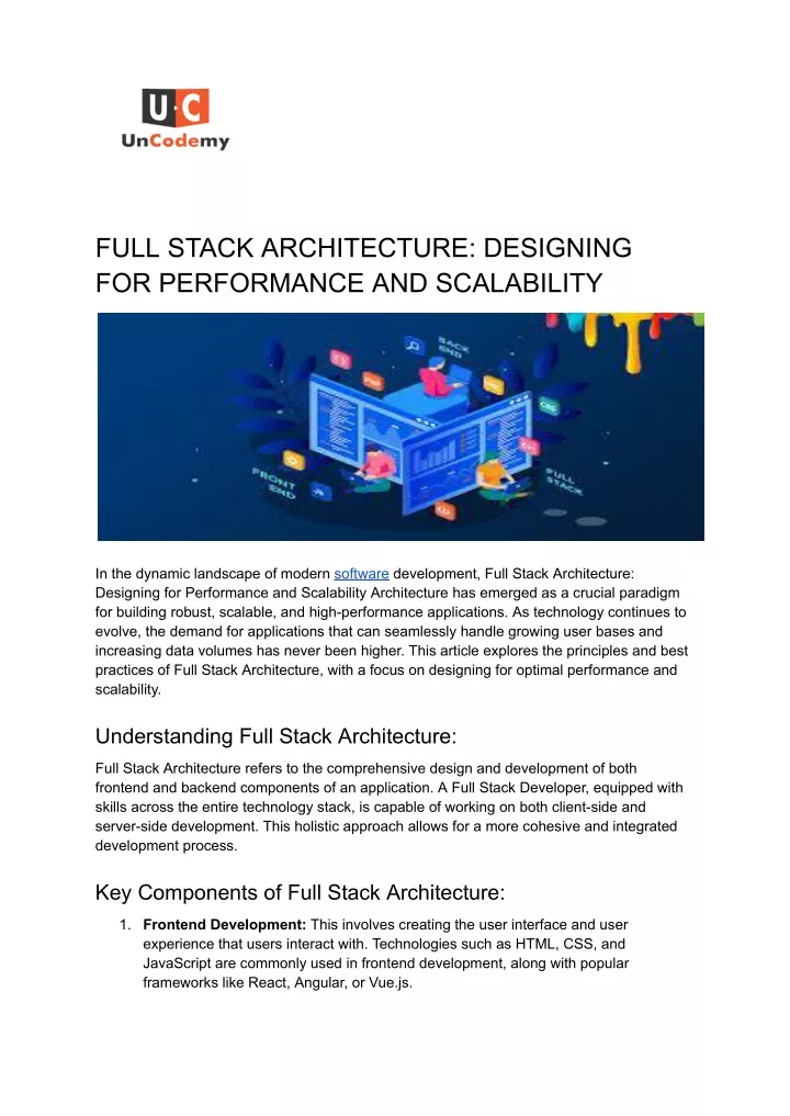 full stack architecture designing for performance