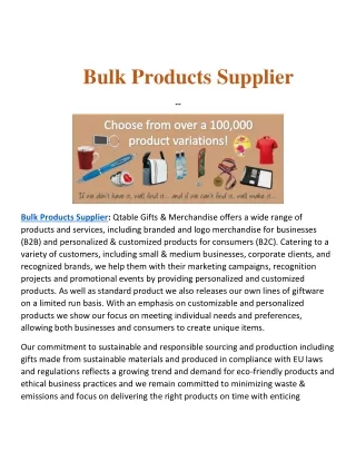 Bulk Products Supplier